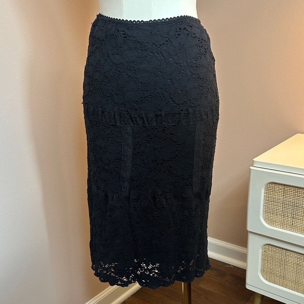 Full Stretch Black Lace Pencil Skirt